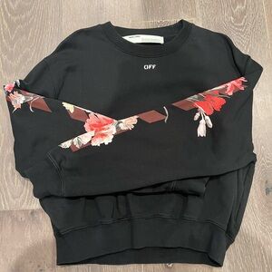 Off-White Floral Print Cotton Crewneck Sweatshirt